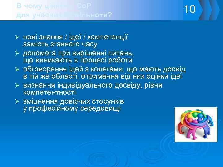 В чому цінність Со. Р для учасників спільноти? 10 нові знання / ідеї /