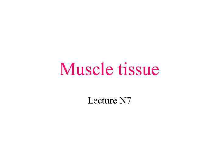 Muscle tissue Lecture N 7 