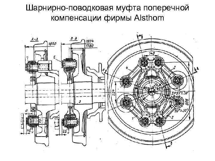 Шарнирно-поводковая муфта поперечной компенсации фирмы Alsthom 