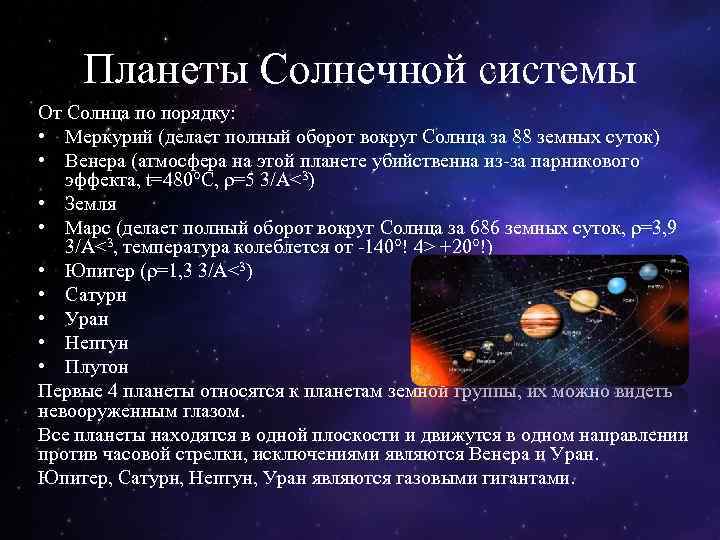 Солнечная система планеты по порядку от солнца