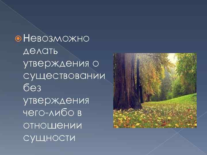  Невозможно делать утверждения о существовании без утверждения чего-либо в отношении сущности 