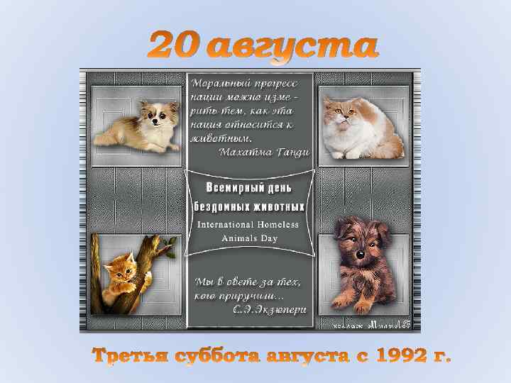 20 августа Третья суббота августа с 1992 г. 