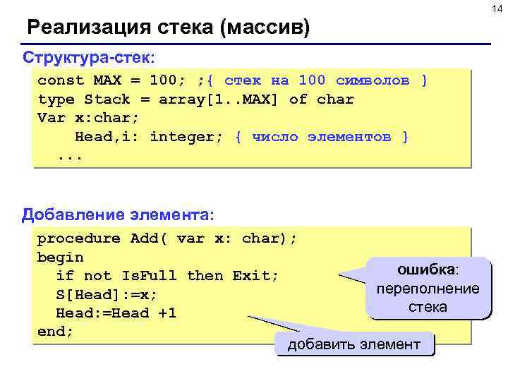 Стек пример. Стек на основе массива Pascal. Реализация стека. Задачи на стек Паскаль. Реализация стека на массиве.