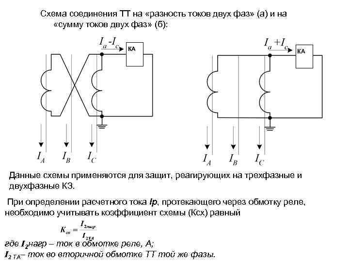 Схема соединения вторичных обмоток трансформатора тока