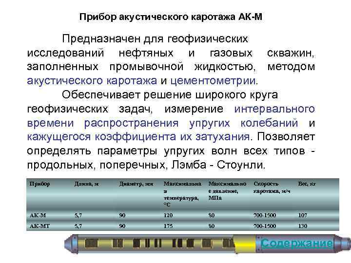 Прибор акустического каротажа АК-М Предназначен для геофизических исследований нефтяных и газовых скважин, заполненных промывочной