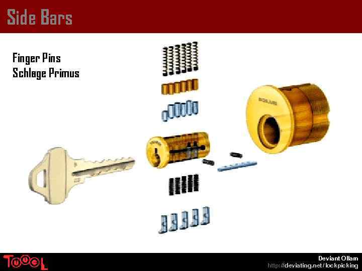 Side Bars Finger Pins Schlage Primus Deviant Ollam http: // deviating. net / lockpicking