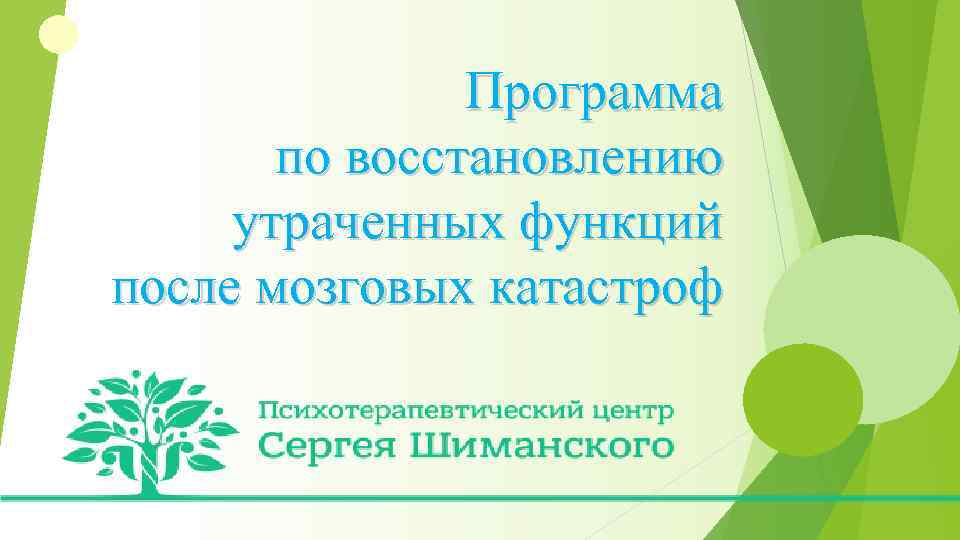 Программа по восстановлению утраченных функций после мозговых катастроф 