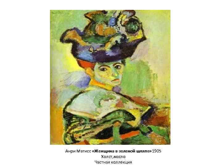 Анри Матисс «Женщина в зеленой шляпе» 1905 Холст, масло Частная коллекция 