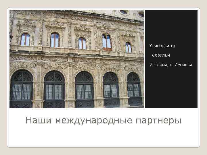 Университет Севильи Испания, г. Севилья Наши международные партнеры 