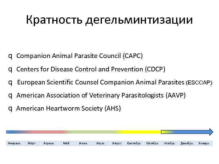 Кратность дегельминтизации q Companion Animal Parasite Council (CAPC) q Centers for Disease Control and