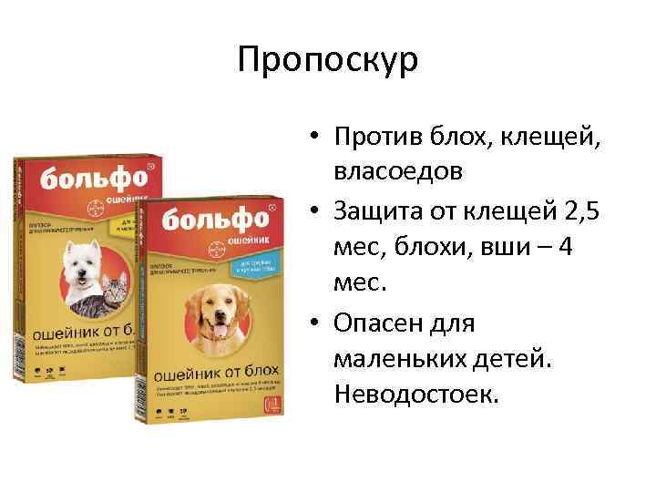 Пропоскур • Против блох, клещей, власоедов • Защита от клещей 2, 5 мес, блохи,