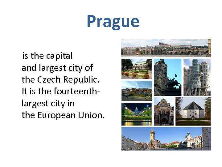  Prague is the capital and largest city of the Czech Republic. It is