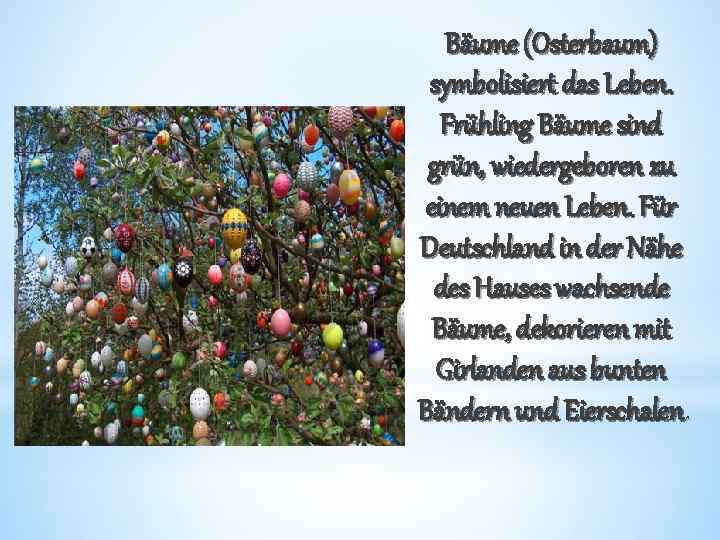 Bäume (Osterbaum) symbolisiert das Leben. Frühling Bäume sind grün, wiedergeboren zu einem neuen Leben.