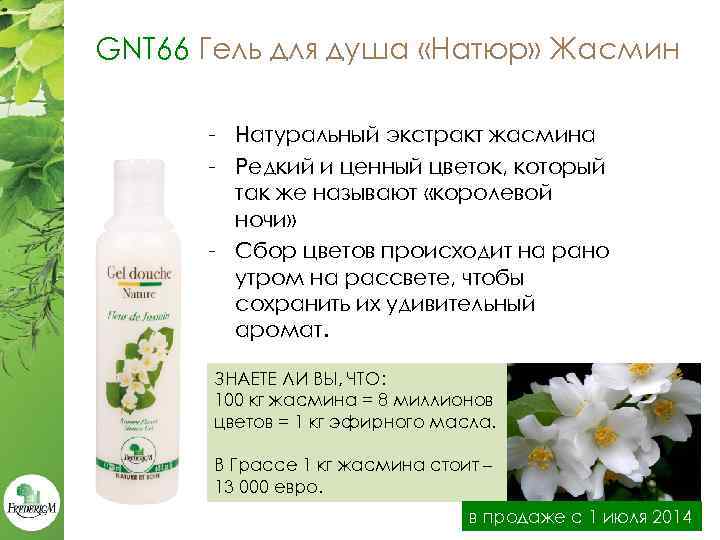 GNT 66 Гель для душа «Натюр» Жасмин - Натуральный экстракт жасмина - Редкий и