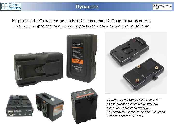 Dynacore На рынке с 1998 года. Китай, но Китай качественный. Производят системы питания для