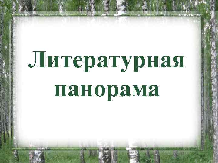 Литературная панорама 