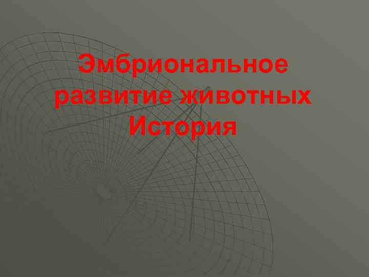 Эмбриональное развитие животных История 