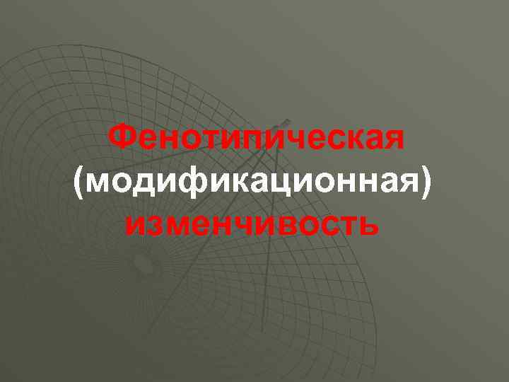 Фенотипическая (модификационная) изменчивость 