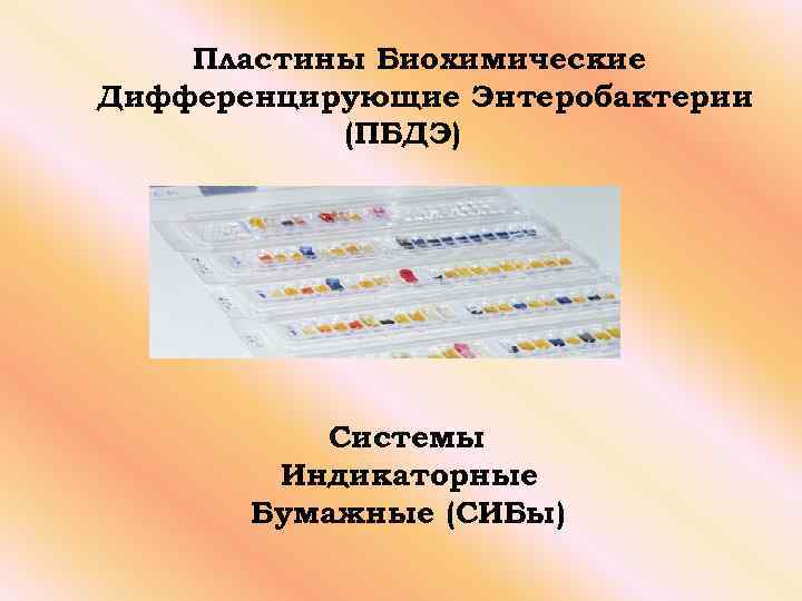 Пластины Биохимические Дифференцирующие Энтеробактерии (ПБДЭ) Системы Индикаторные Бумажные (СИБы) 