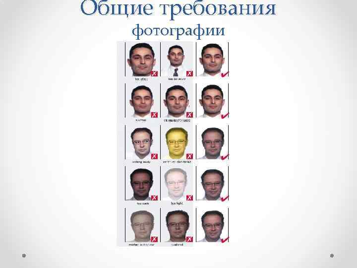 Общие требования фотографии 