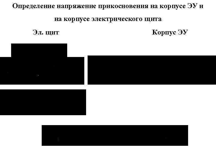 Определение напряжение прикосновения на корпусе ЭУ и на корпусе электрического щита Эл. щит Корпус