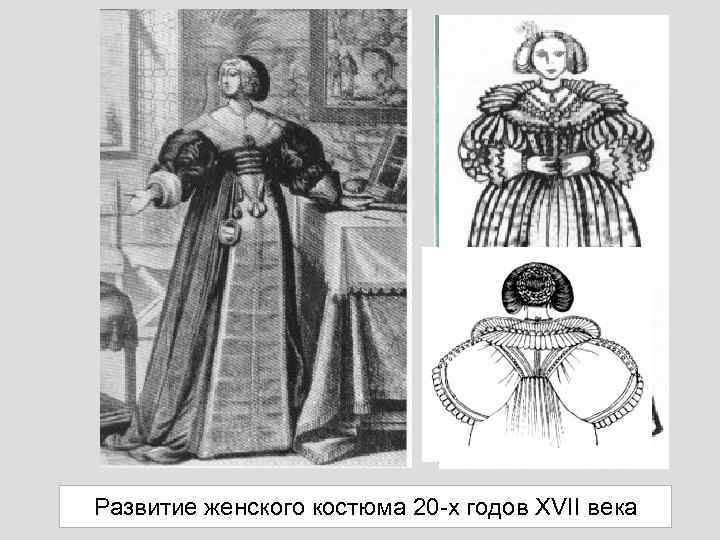 Развитие женского костюма 20 -х годов XVII века 