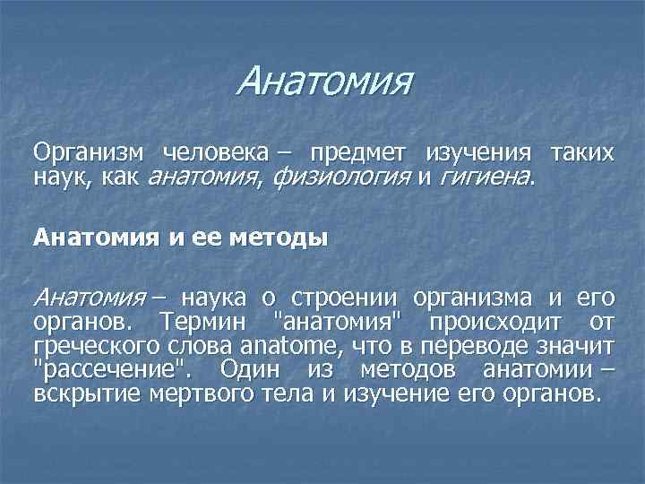 Анатомия гигиена