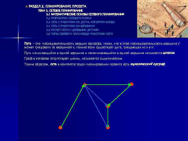 РАЗДЕЛ 2. ПЛАНИРОВАНИЕ ПРОЕКТА ТЕМА 5. СЕТЕВОЕ ПЛАНИРОВАНИЕ 5. 1 МАТЕМАТИЧЕСКИЕ ОСНОВЫ СЕТЕВОГО ПЛАНИРОВАНИЯ