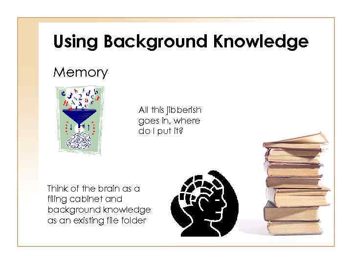 Using Background Knowledge Memory All this jibberish goes in, where do I put it?