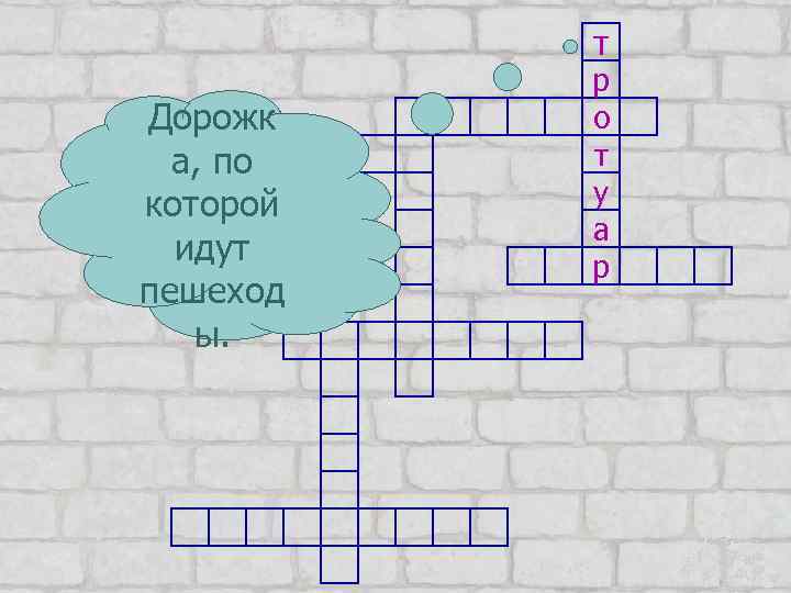 т Дорожк а, по которой идут пешеход ы. р о т у а р