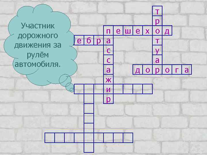 т р Участник п е ш е х о д дорожного з е б