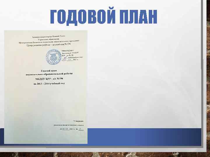 ГОДОВОЙ ПЛАН 