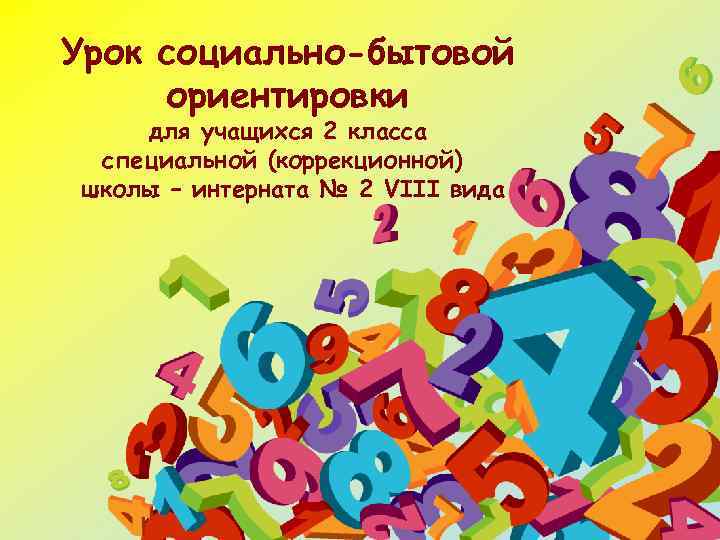 Урок социально-бытовой ориентировки для учащихся 2 класса специальной (коррекционной) школы – интерната № 2