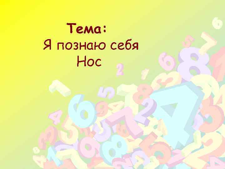 Тема: Я познаю себя Нос 