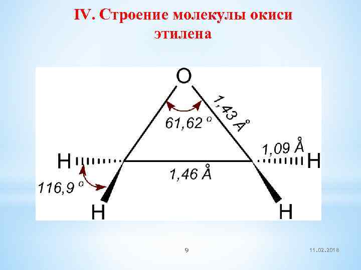 IV. Строение молекулы окиси этилена 9 11. 02. 2018 