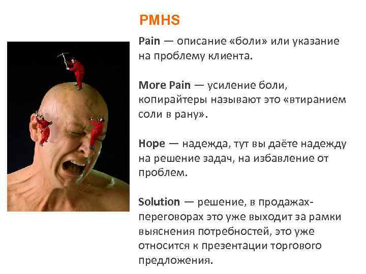 PMHS Pain — описание «боли» или указание на проблему клиента. More Pain — усиление