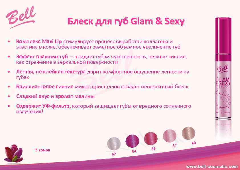 Блеск для губ Glam & Sexy • Комплекс Maxi Lip стимулирует процесс выработки коллагена