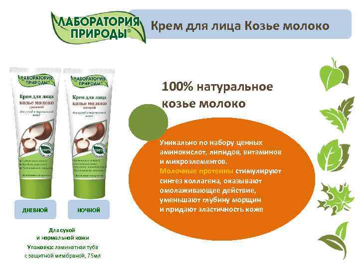 Крем для лица Козье молоко 100% натуральное козье молоко ДНЕВНОЙ НОЧНОЙ Для сухой и