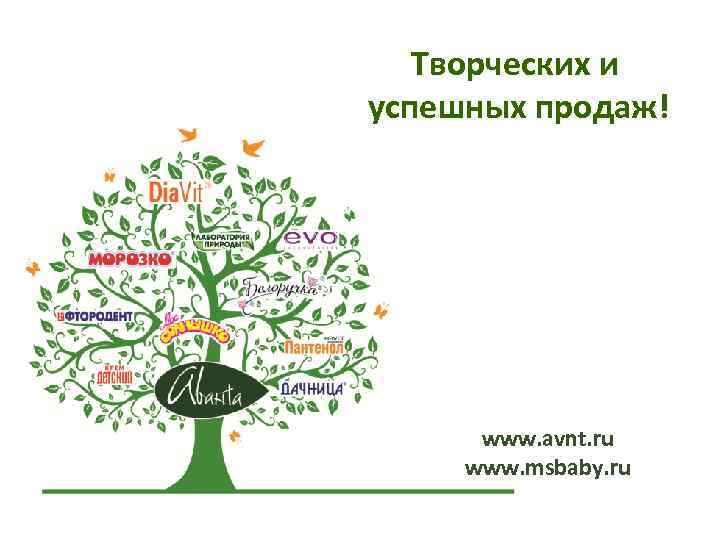 Творческих и успешных продаж! www. avnt. ru www. msbaby. ru 