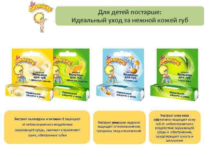 Для детей постарше: Идеальный уход за нежной кожей губ Экстракт календулы и витамин Е