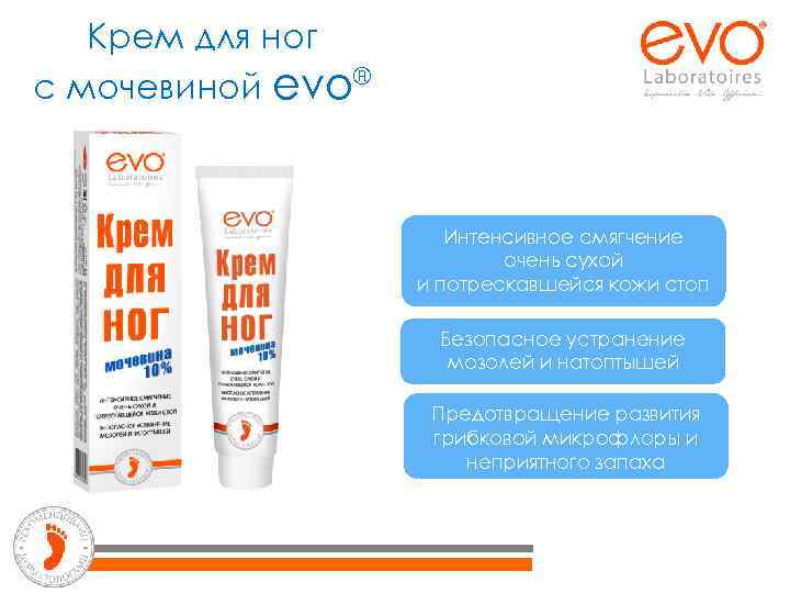Крем для ног с мочевиной evo® Интенсивное смягчение очень сухой и потрескавшейся кожи стоп
