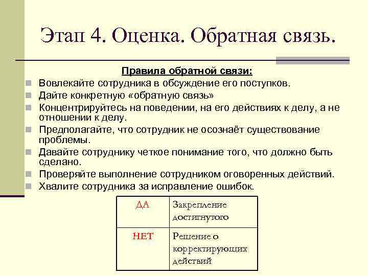 Оценка и обратная связь