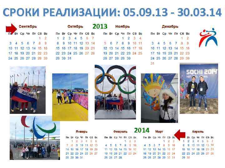 СРОКИ РЕАЛИЗАЦИИ: 05. 09. 13 - 30. 03. 14 2013 2014 