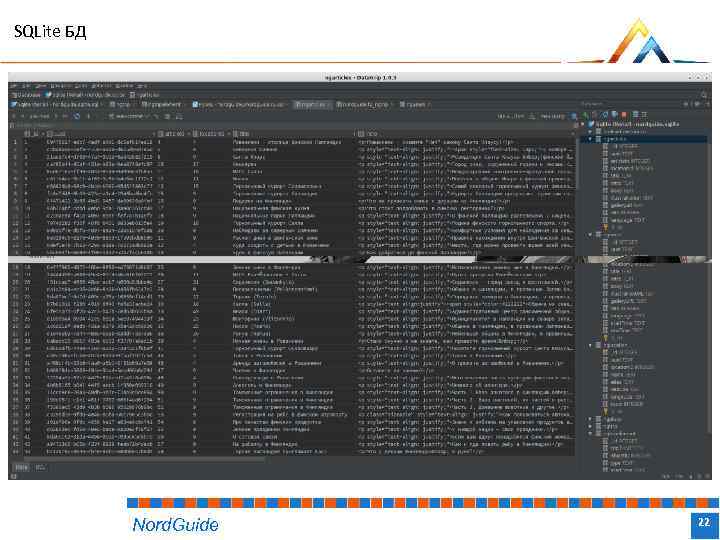 SQLite БД Nord. Guide Название доклада 22 