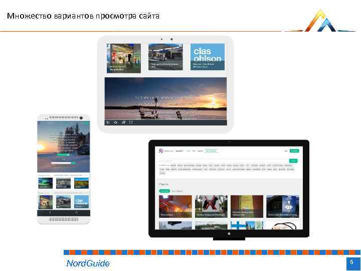 Множество вариантов просмотра сайта Nord. Guide Название доклада 6 