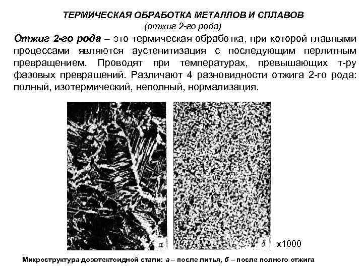 ТЕРМИЧЕСКАЯ ОБРАБОТКА МЕТАЛЛОВ И СПЛАВОВ (отжиг 2 -го рода) Отжиг 2 -го рода –