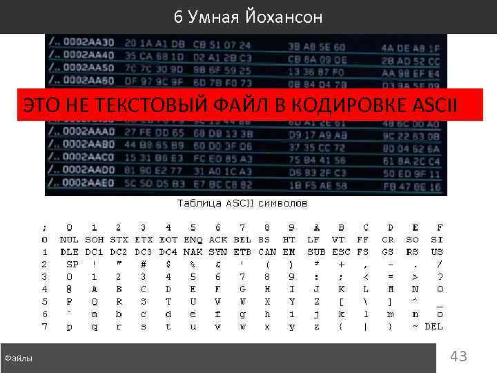 6 Умная Йохансон ЭТО НЕ ТЕКСТОВЫЙ ФАЙЛ В КОДИРОВКЕ ASCII Файлы 43 
