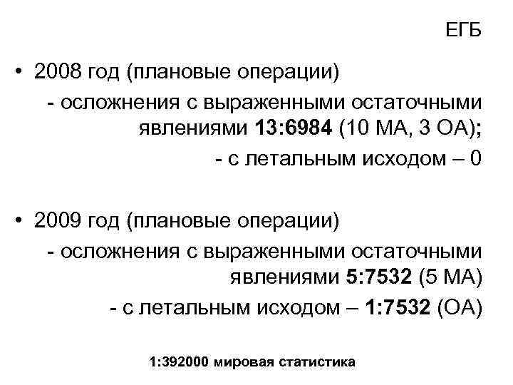 ЕГБ • 2008 год (плановые операции) - осложнения с выраженными остаточными явлениями 13: 6984
