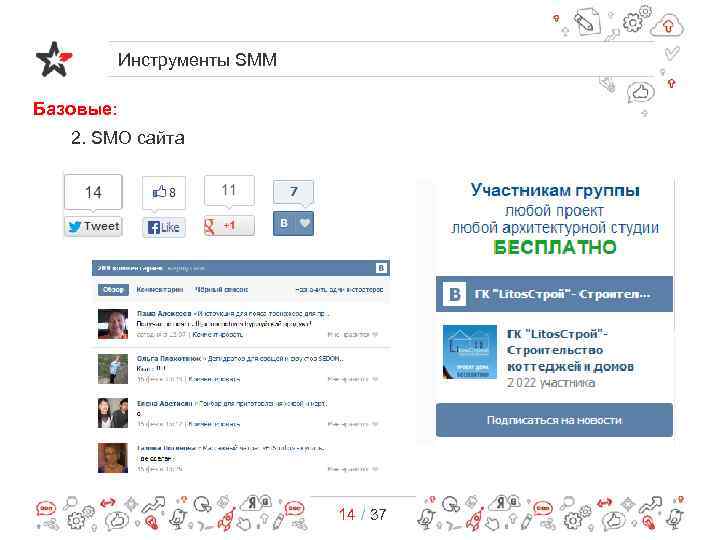 Инструменты SMM Базовые: 2. SMO сайта 14 / 37 