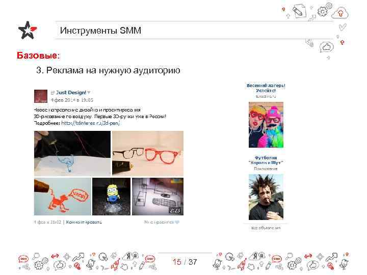 Инструменты SMM Базовые: 3. Реклама на нужную аудиторию 15 / 37 